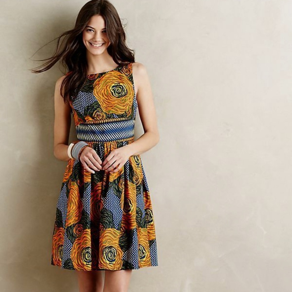 Anthropologie Millie Collines Moonrise Orange Dress